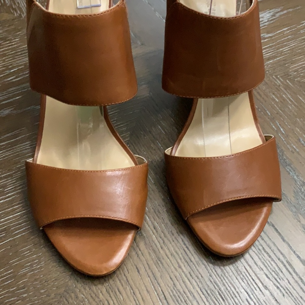 Karl Lagerfeld Paris Floquet brown strappy leather sandal heels Size 9.5M - Picture 4 of 17